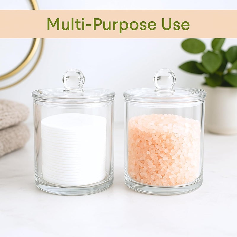 Havenity Acrylic Qtip Holder Bathroom Set, Bathroom Containers with Lids, Clear Plastic Apothecary Jars, Q Tip Holder Bathroom Set, Cotton Swab Holder, Cotton Ball Holder (Pack of 2) - Image 4